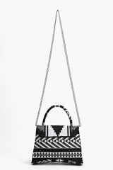 Ikat Noir Elegance Top Handle Bag