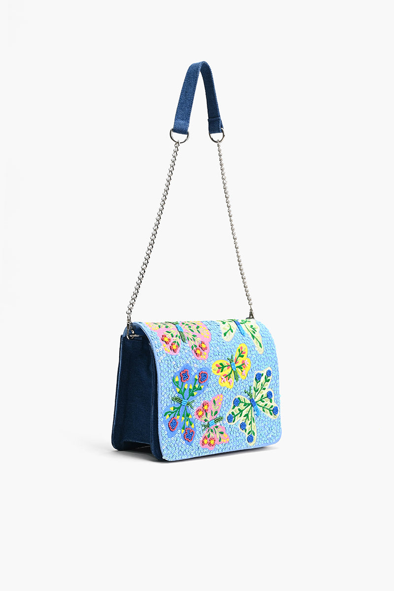 Azure Butterfly Ballet Shoulder Bag