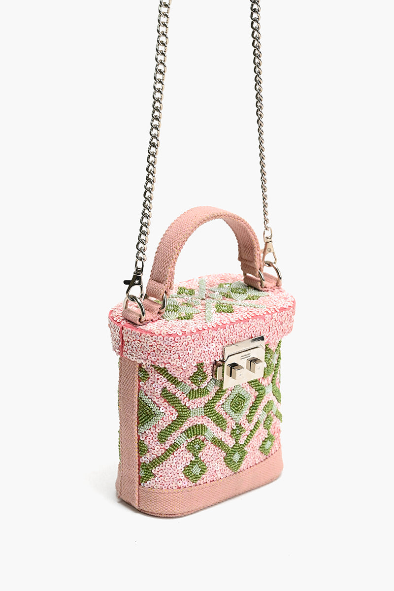 Pink Muse Embellished Handheld Bag