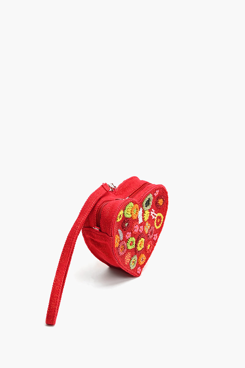 Crimson Blossom Heart shaped Clutch