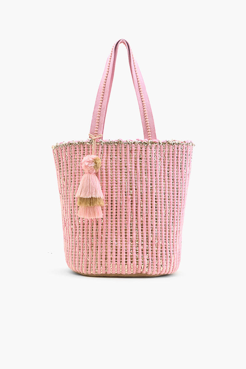 MINI GROTTO CANE TOTE, NATURAL X AURA PINK main image 0