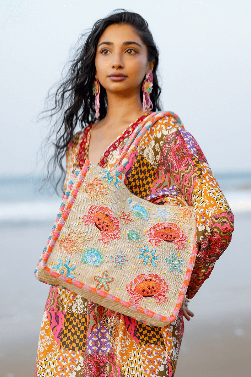 Crab Shell Embelished Tote