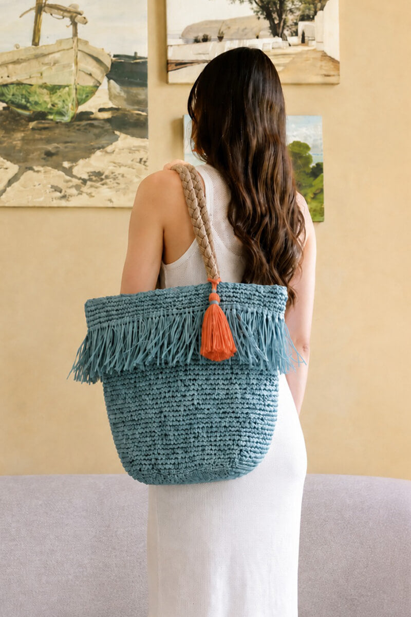 Tide & Tassel Straw Tote | view 2