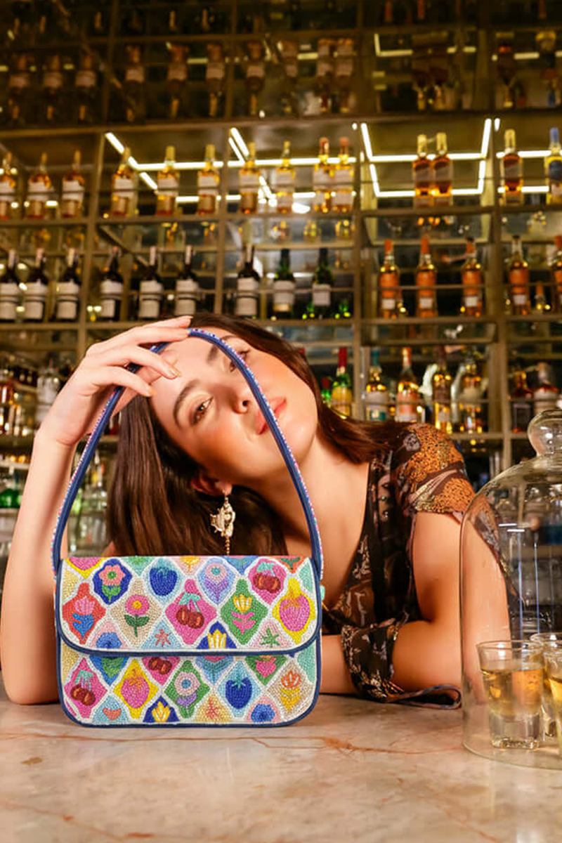 Mosaic Garden Beaded Shoulder Bag