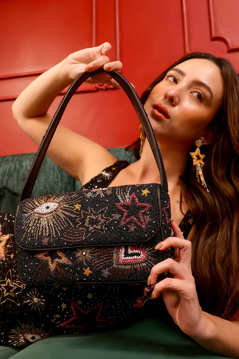 Celestial Spark Embellished Shoulder Bag | America & Beyond