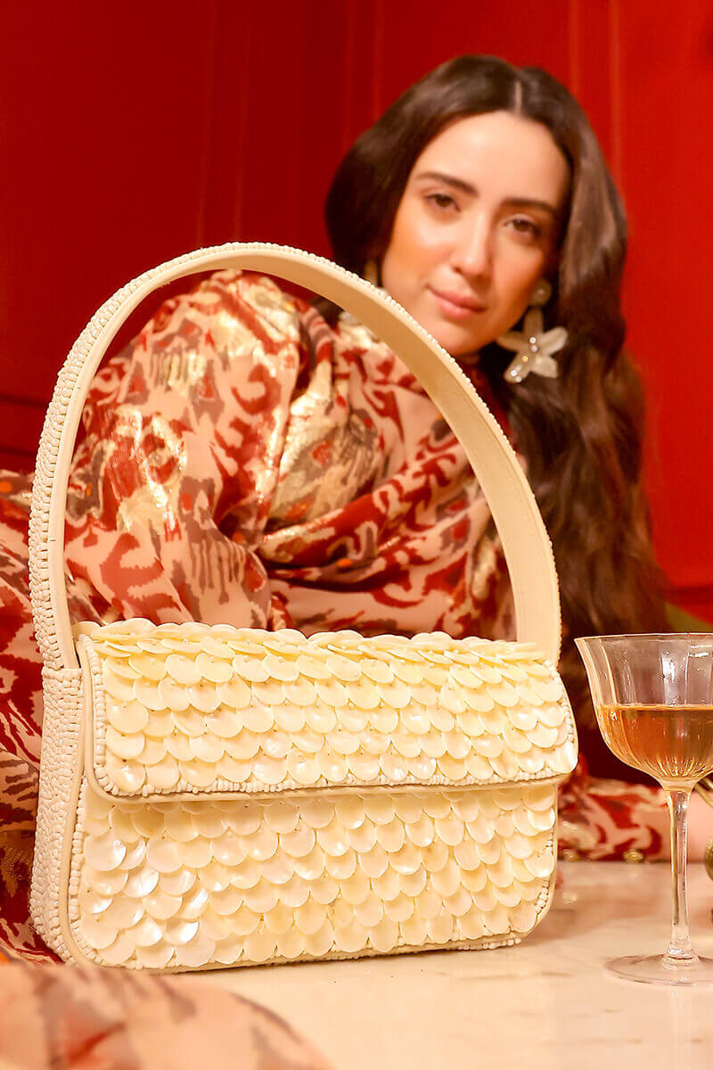 Rainbow Shell Beaded Shoulder Bag