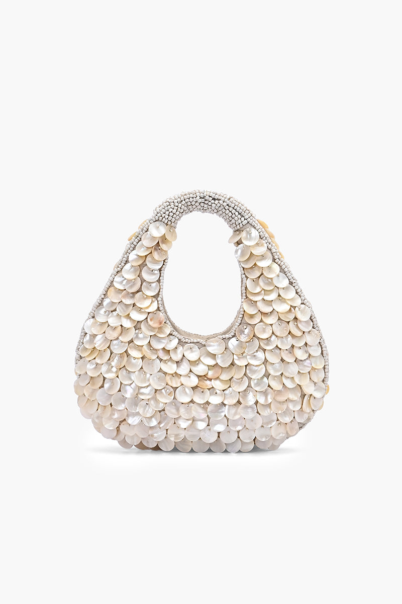 Rainbow Shell Beaded Round Hand-Held Bag