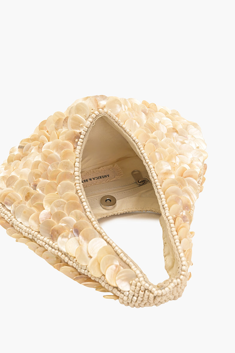 Rainbow Shell Beaded Round Hand-Held Bag | America & Beyond