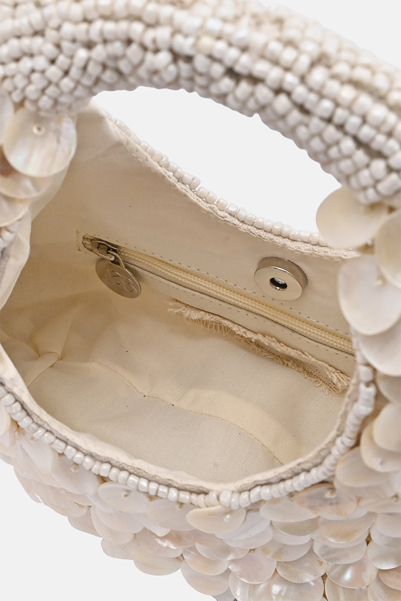 Rainbow Shell Beaded Round Hand-Held Bag | View 6