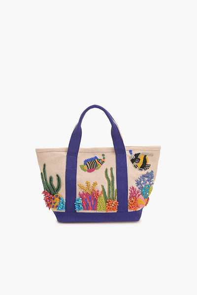 Sea Life Embellished Boat Tote