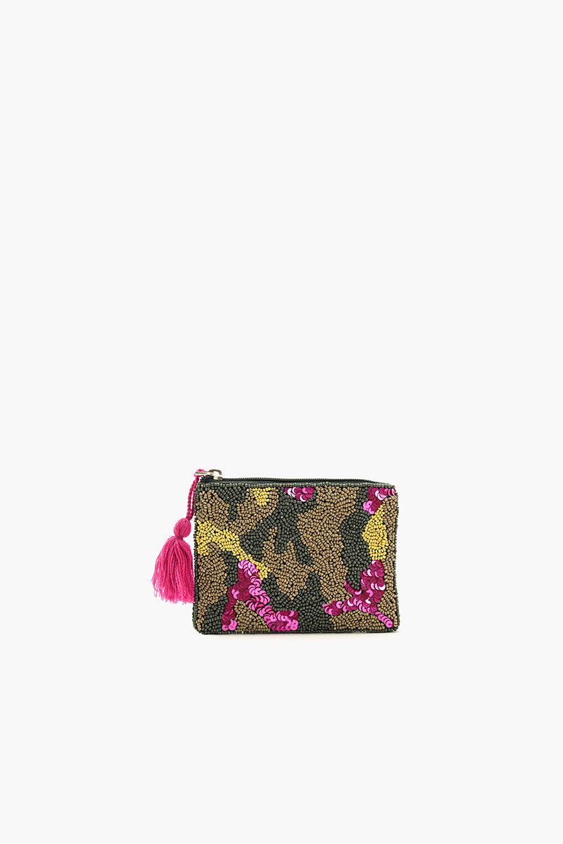 Camo Beaded Coin Pouch