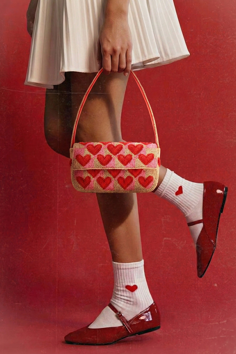 Amour Artisan Heart Beaded Shoulder Bag