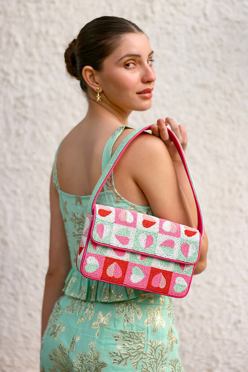 Sweetheart Hand-Beaded Romantic Shoulder Bag