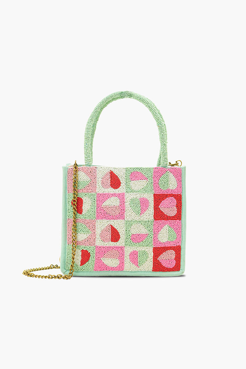 Sweetheart Hand-Beaded Romantic Mini Tote | view 1