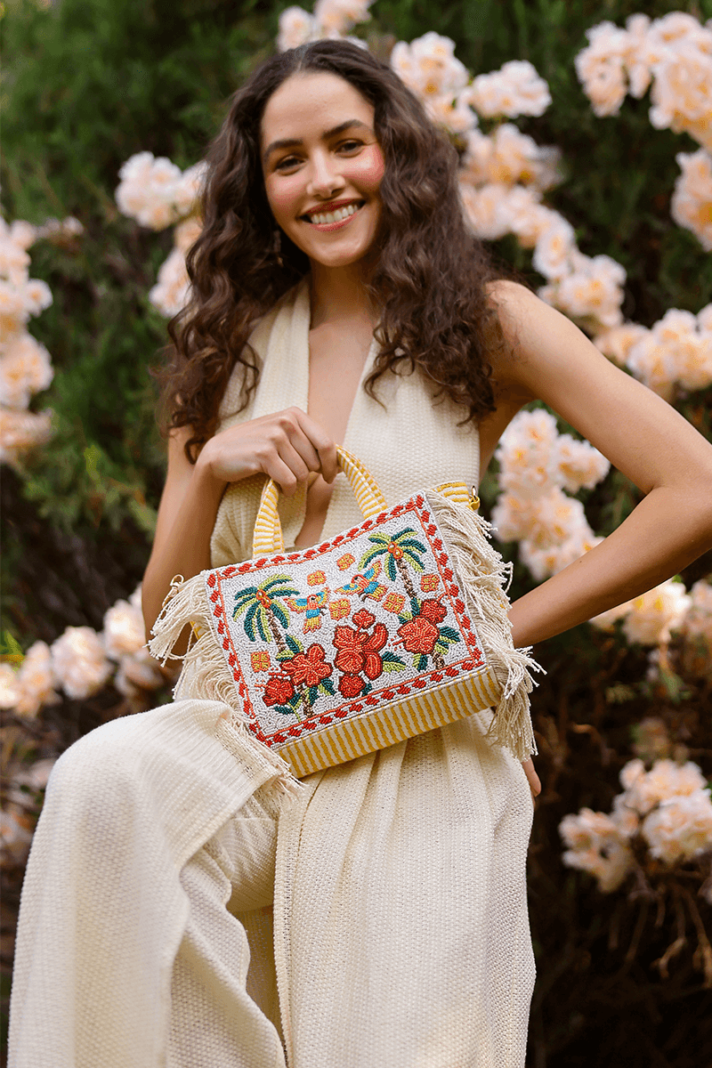 Rio Rhythm Vibrant Beaded Artisan Top Handle Bag | view 1