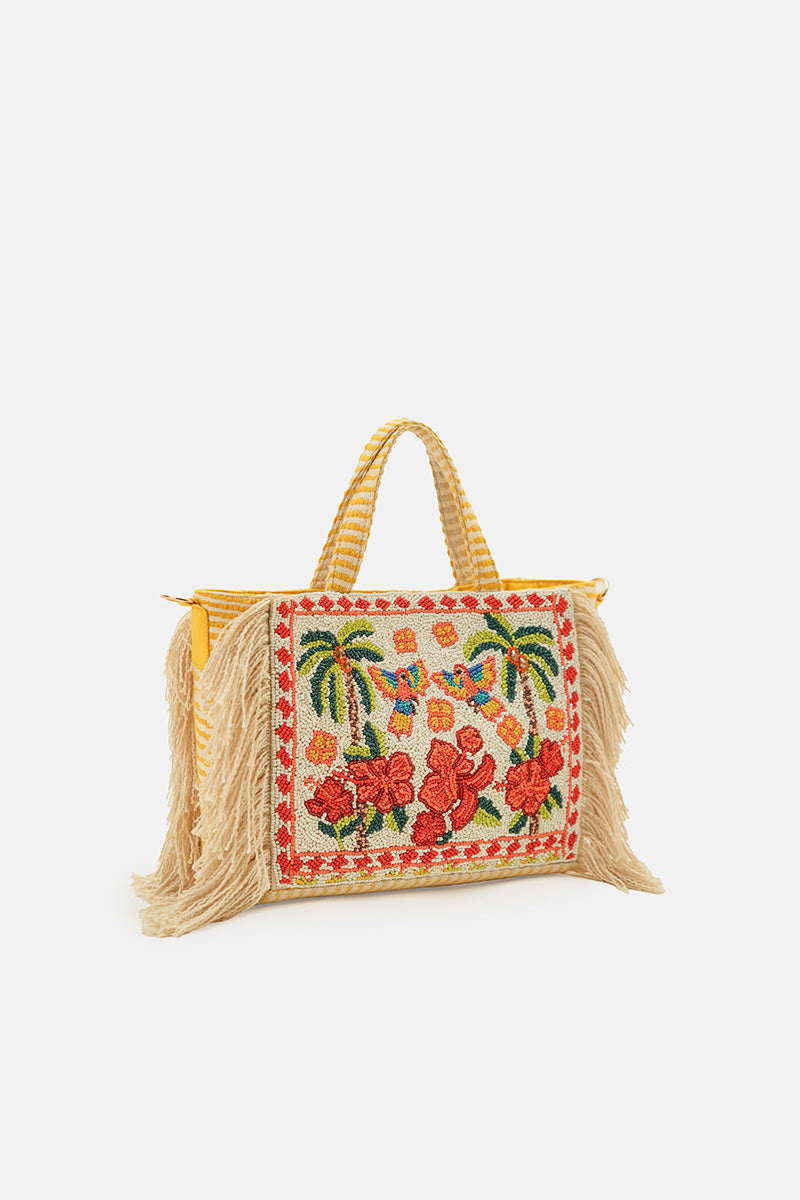 Rio Rhythm Vibrant Beaded Artisan Top Handle Bag