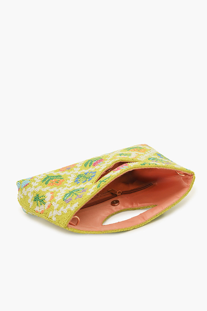 Mod Garden Geo Floral Beaded Handheld Clutch