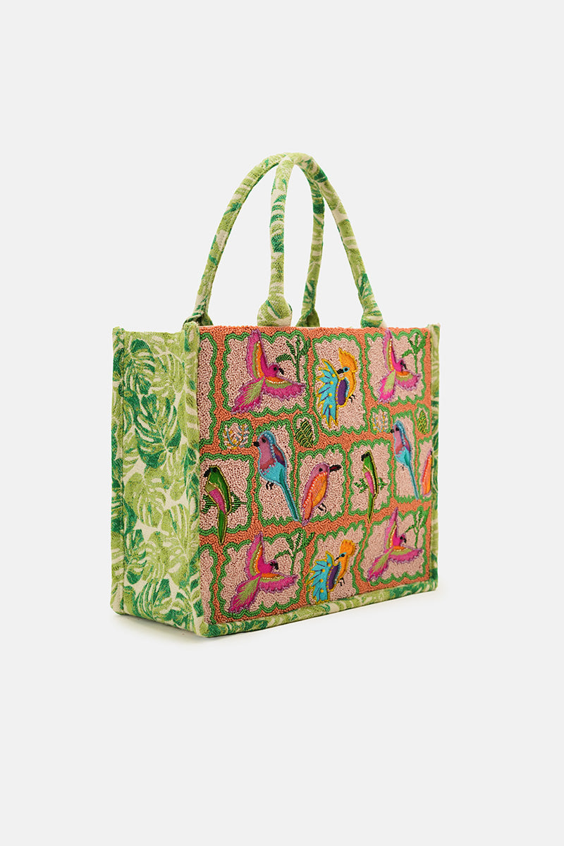 Paradise Found Birds Beaded Luxury Book Tote