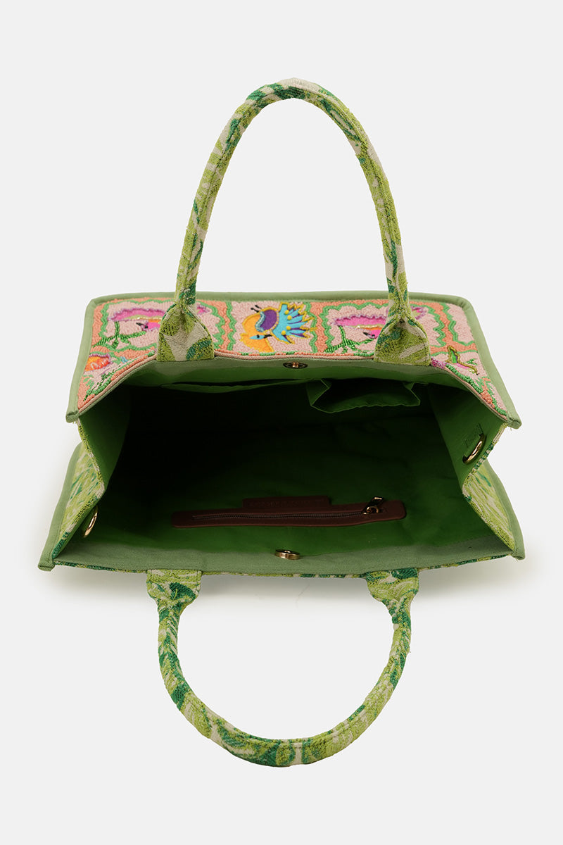 Paradise Found Birds Beaded Luxury Book Tote
