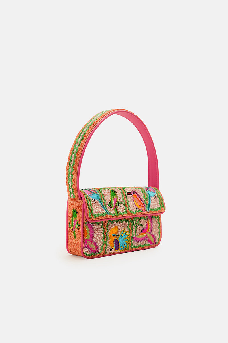 Paradise Found Birds Beaded Shoulder Bag | America & Beyond