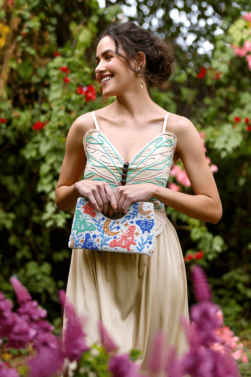 Mariposa Monarch Butterfly Beaded Handheld Clutch | view 1