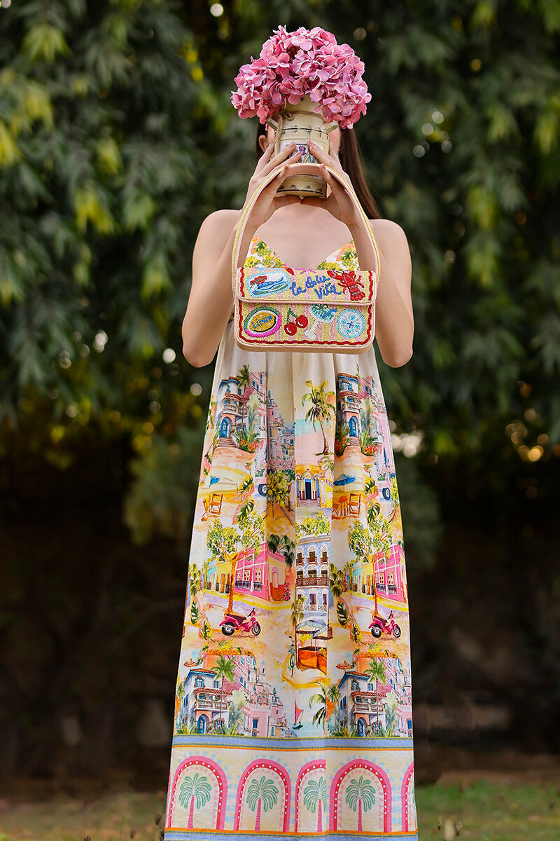 Riviera Chic "La Dolce Vita" Beaded Shoulder Bag