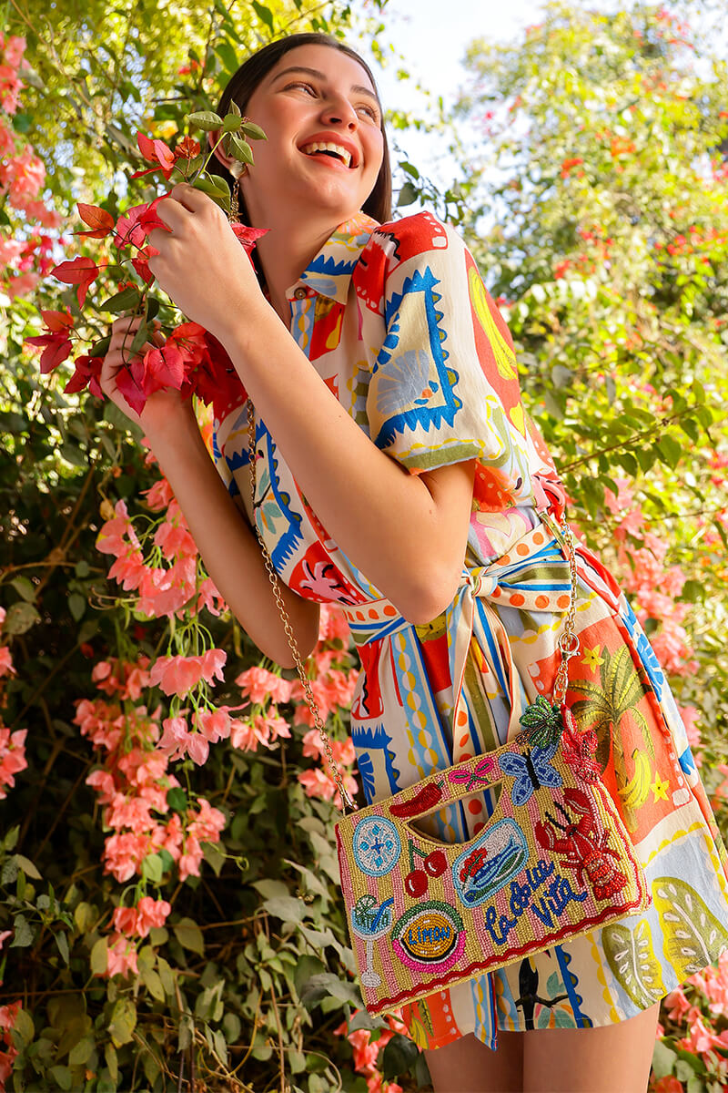 Riviera Chic "La Dolce Vita" Beaded Handheld Clutch