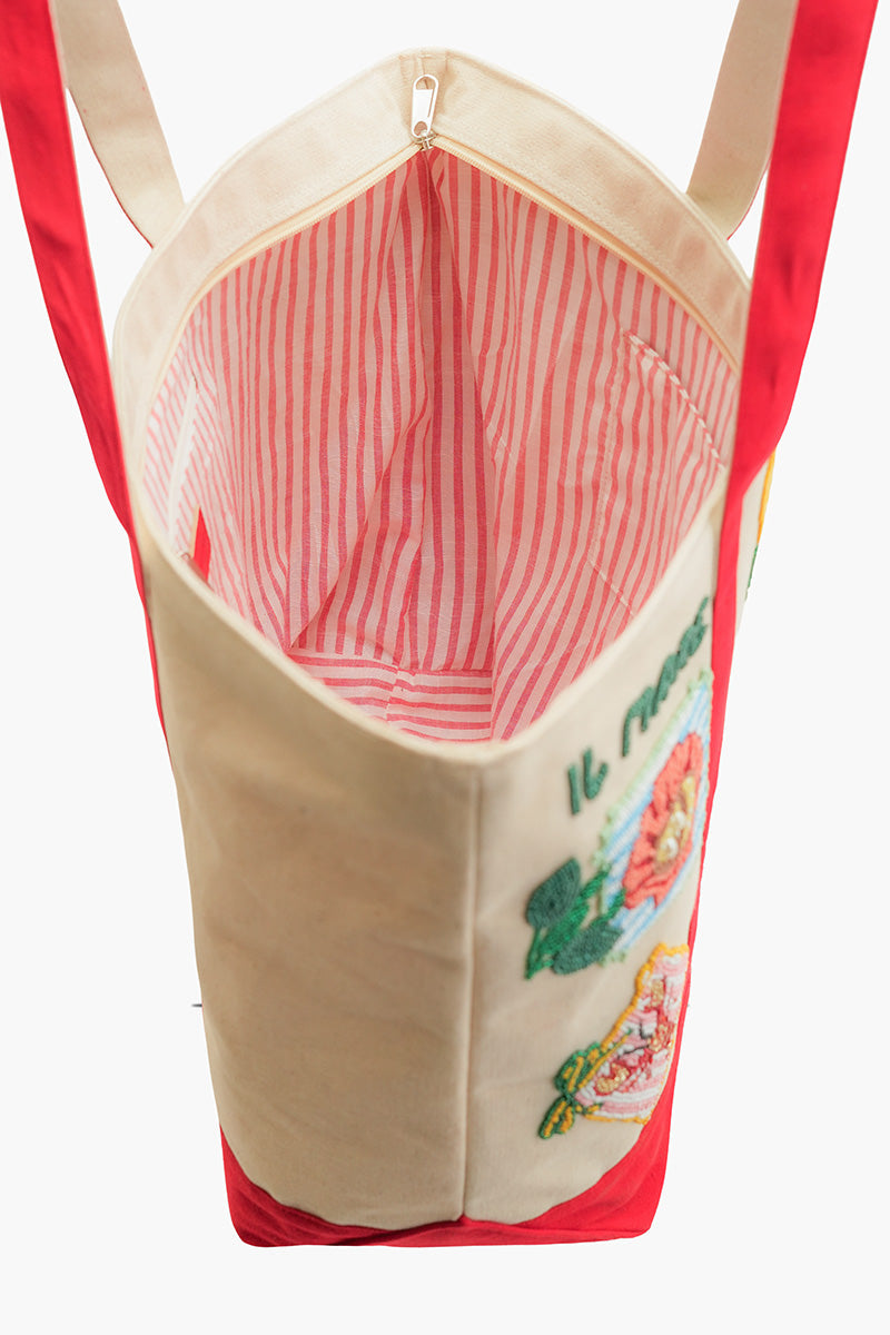 Postcard From Italy Beaded Boat Tote