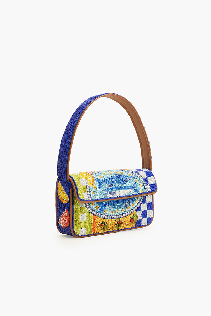 Mediterranean Sardine Hand-Beaded Shoulder Bag