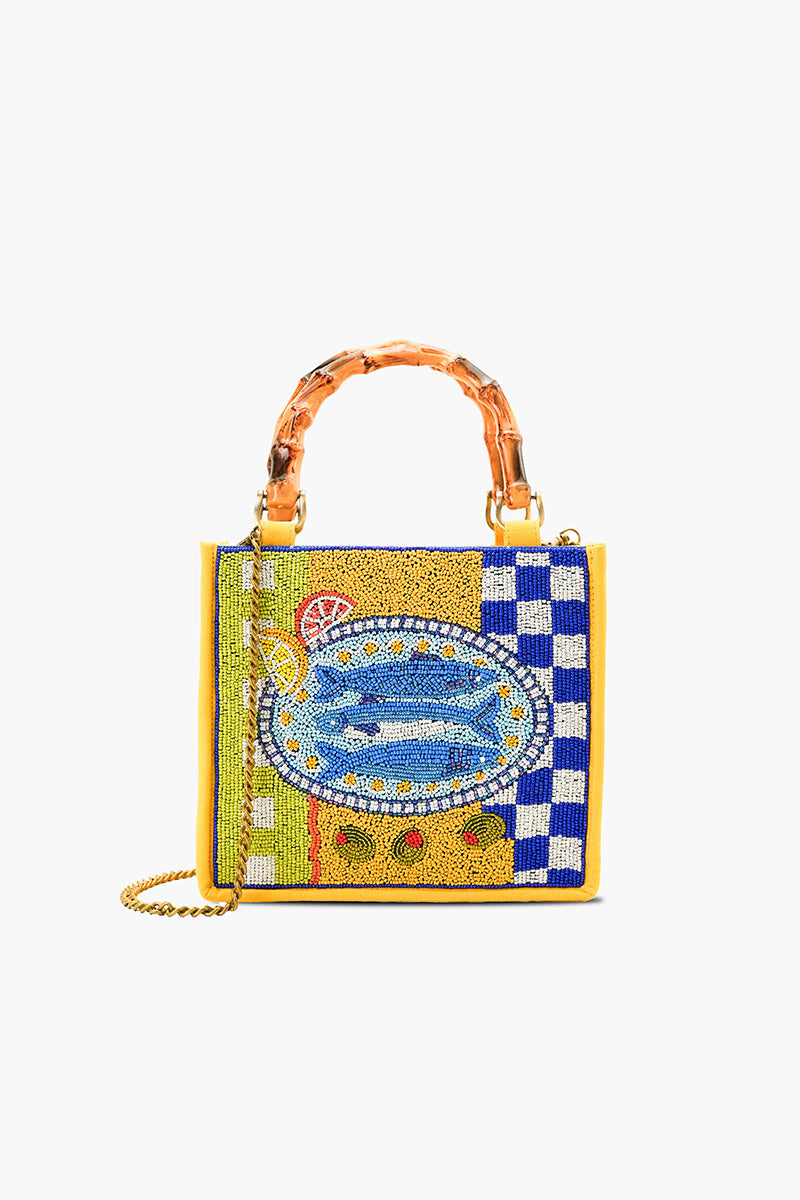 Mediterranean Sardine Hand-Beaded Mini Tote