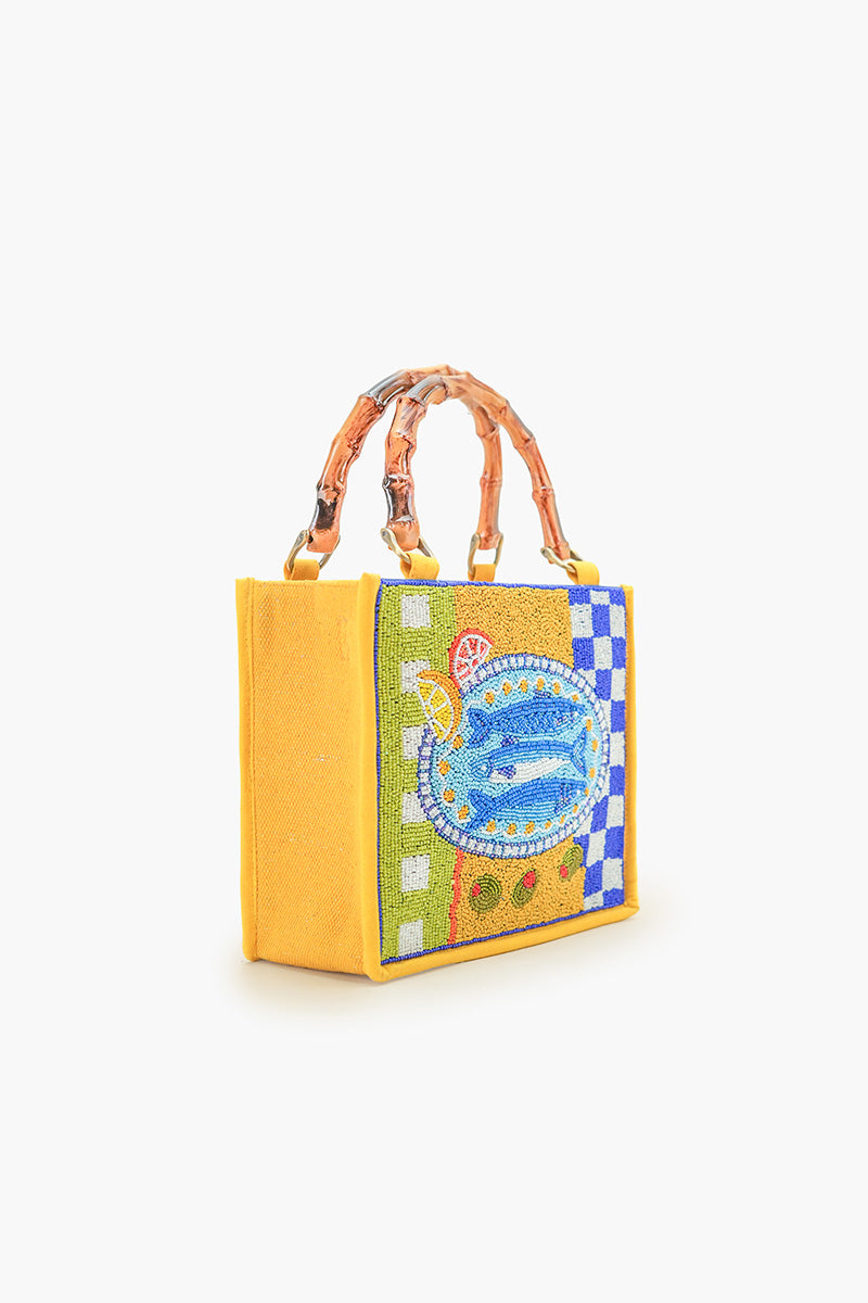 Mediterranean Sardine Hand-Beaded Mini Tote | View 4