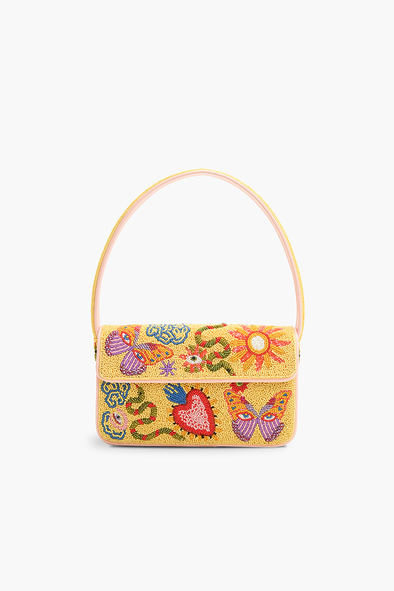 Whimsical Butterfly Beaded Shoulder Bag