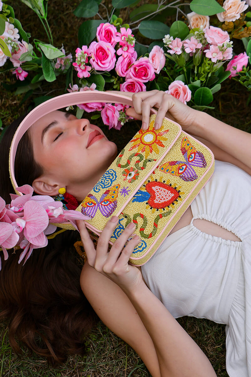 Whimsical Butterfly Beaded Shoulder Bag