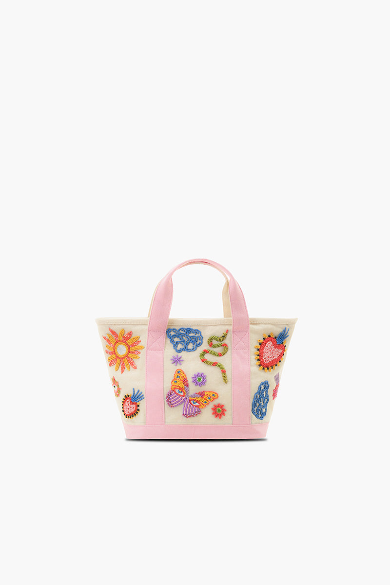 Whimsical Butterfly Beaded Small Boat Tote