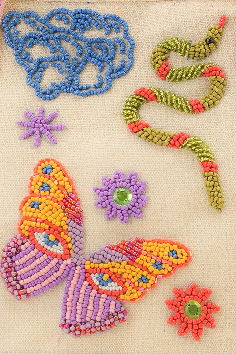 Whimsical Butterfly Beaded Small Boat Tote