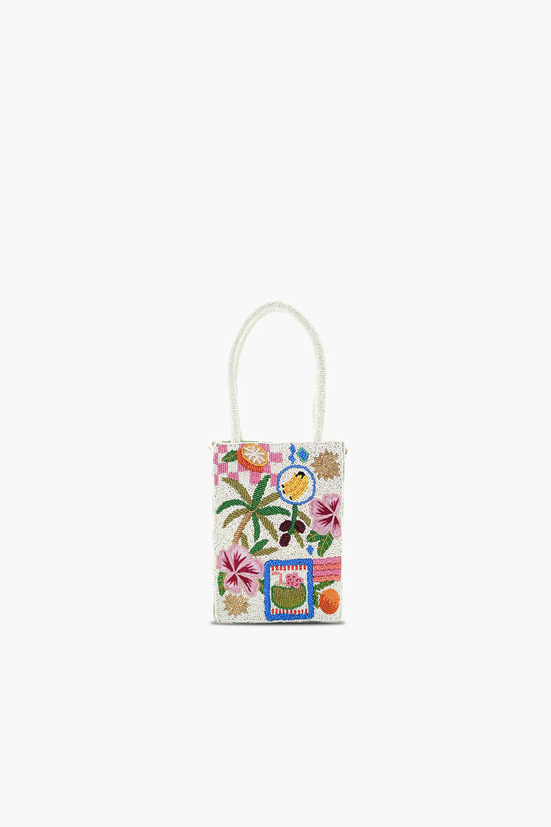 Zesty Orchard Orange Lemon Floral Beaded North South Tote