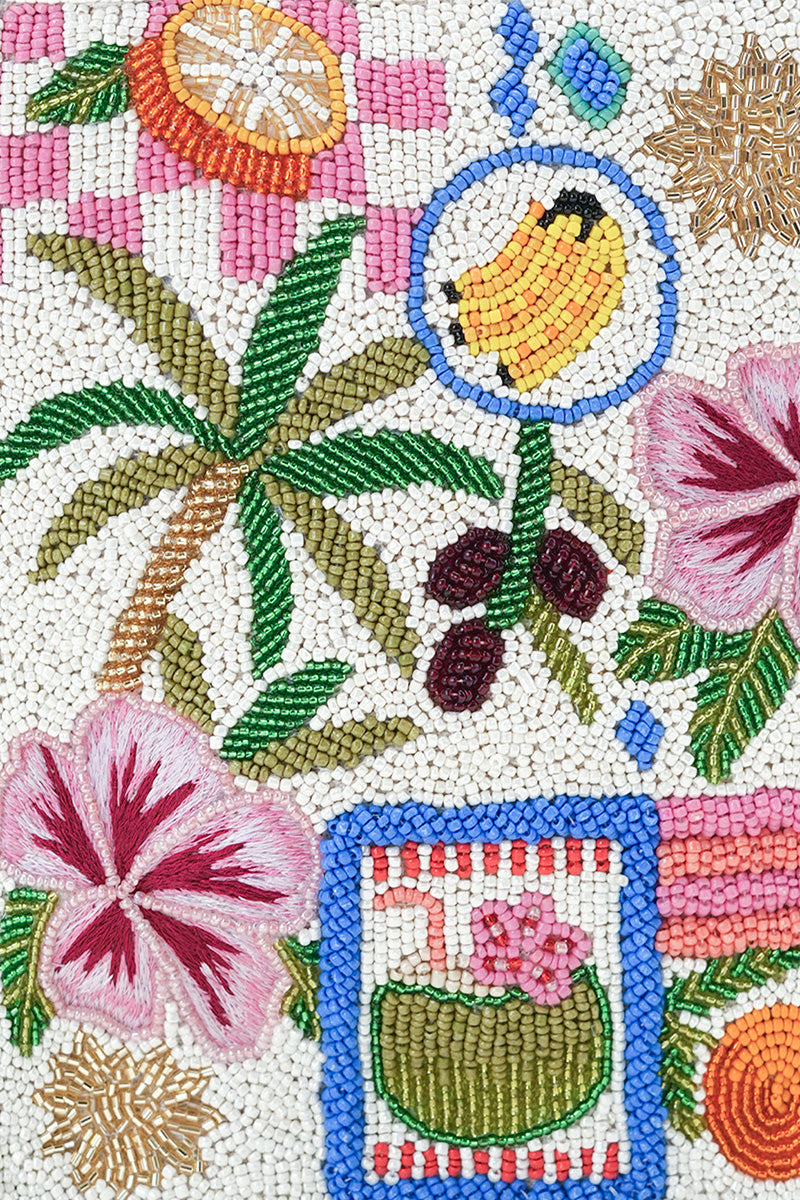 Zesty Orchard Orange Lemon Floral Beaded North South Tote | View 3