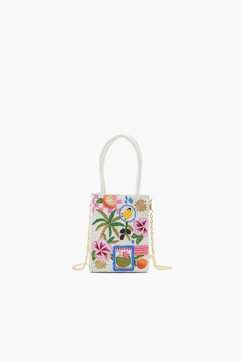 Zesty Orchard Orange Lemon Floral Beaded North South Tote