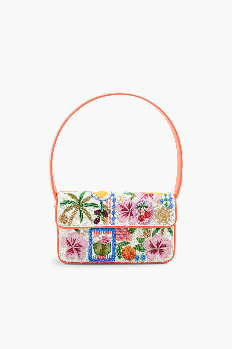 Zesty Orchard Orange Lemon Floral Beaded Shoulder Bag