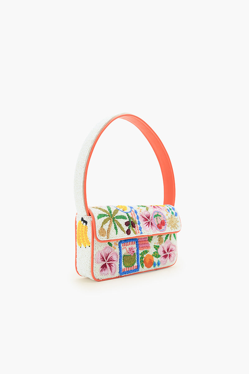 Zesty Orchard Orange Lemon Floral Beaded Shoulder Bag