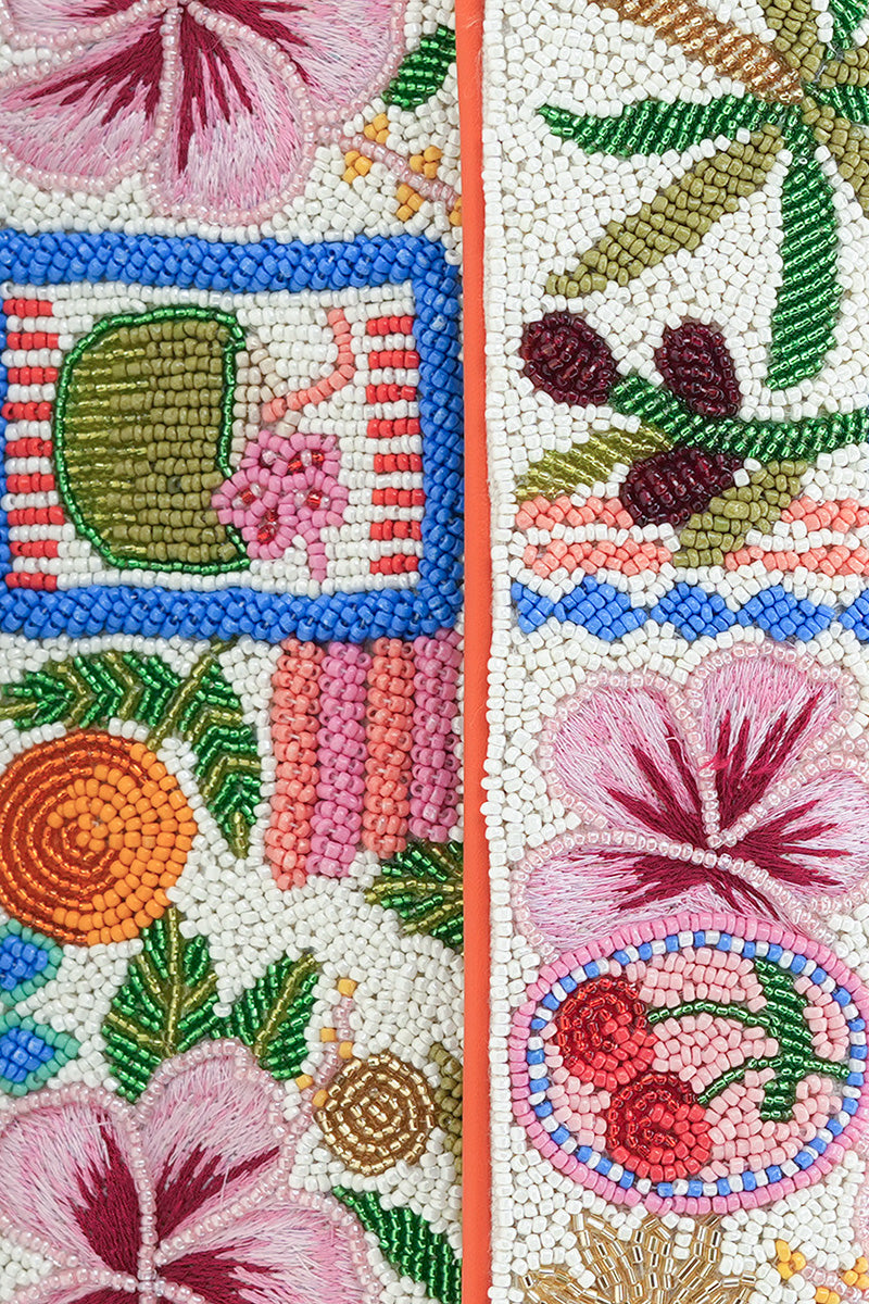 Zesty Orchard Orange Lemon Floral Beaded Shoulder Bag