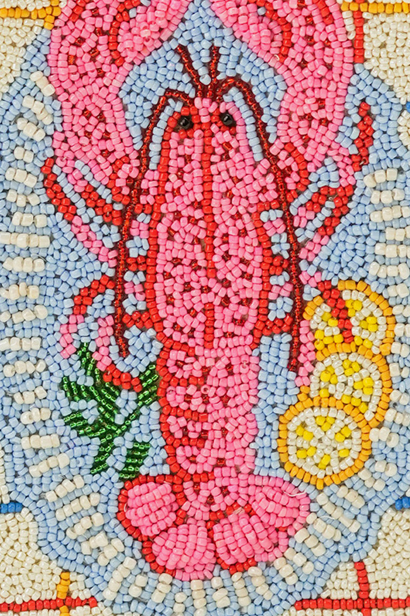 New England Lobster Beaded North South Crossbody Bag