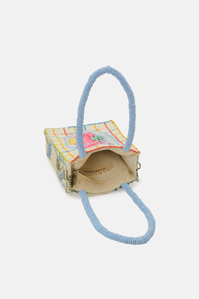 New England Lobster Beaded North South Crossbody Bag