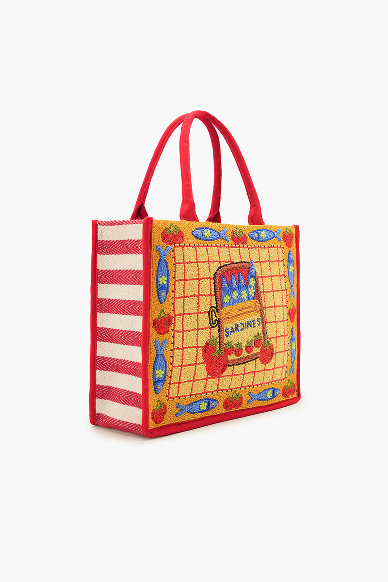 Deep Sea Sardine Beaded Coastal Book Tote | View 4