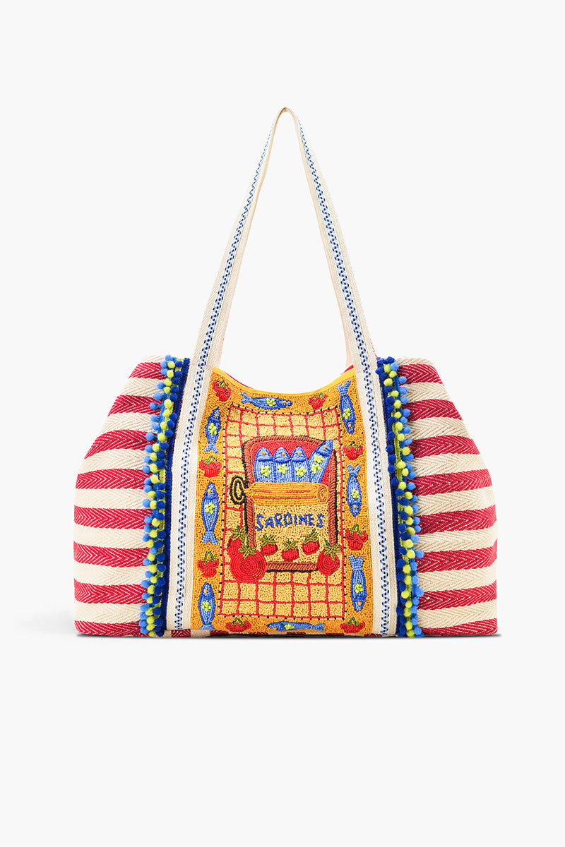 Deep Sea Sardine Beaded Coastal Oversized Tote | view 1