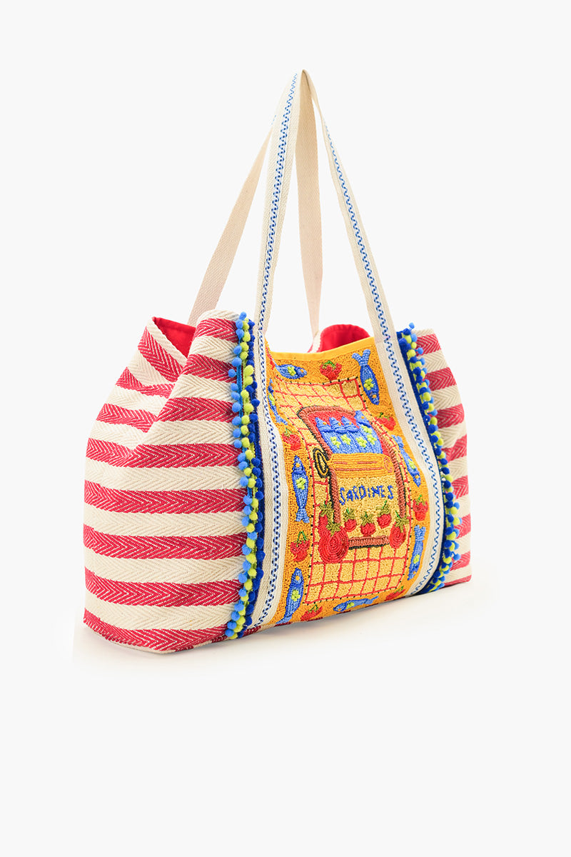 Deep Sea Sardine Beaded Coastal Oversized Tote