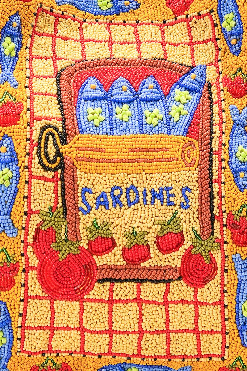 Deep Sea Sardine Beaded Coastal Oversized Tote