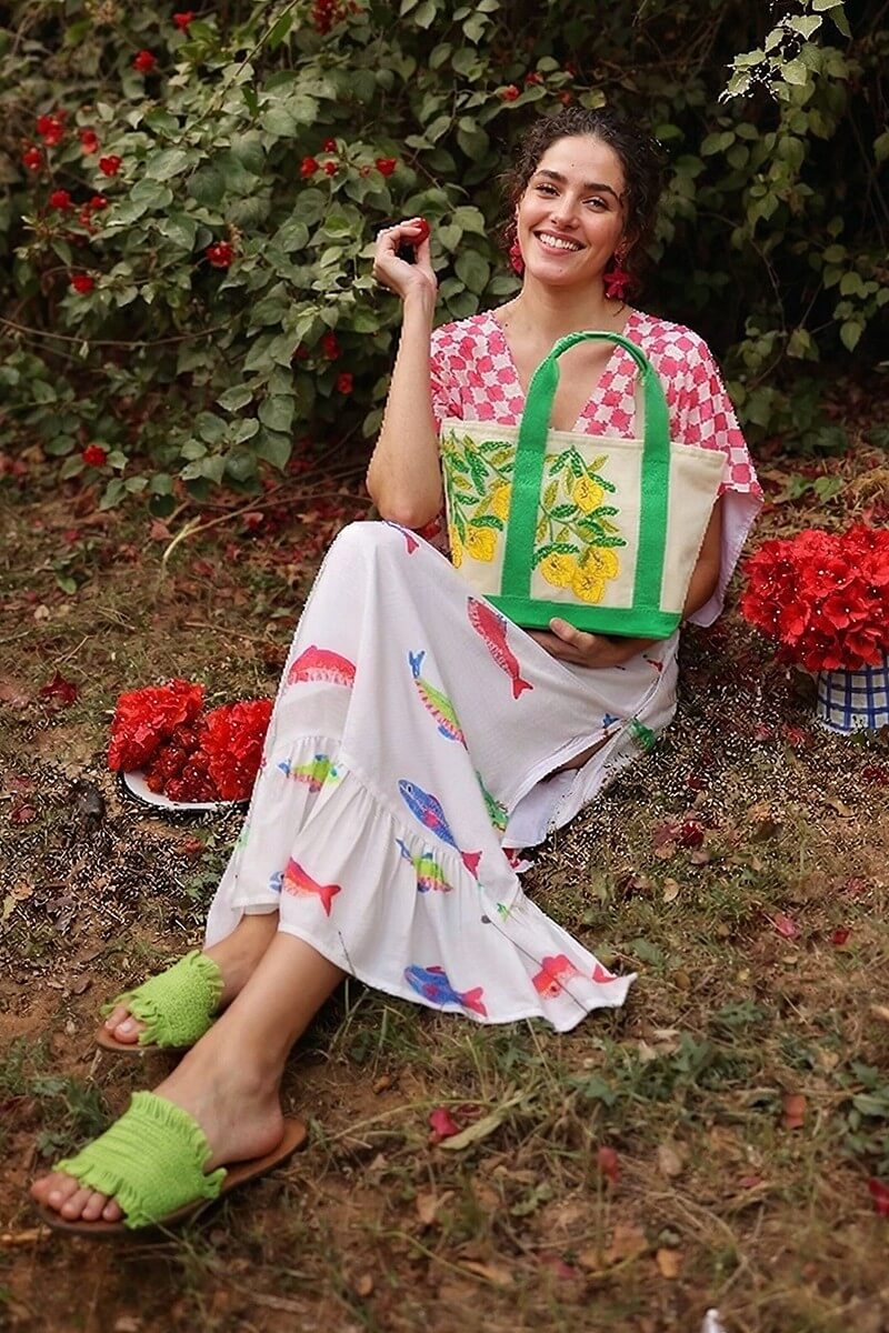 Sicilian Lemon Hand-Beaded Small Boat Tote | view 1