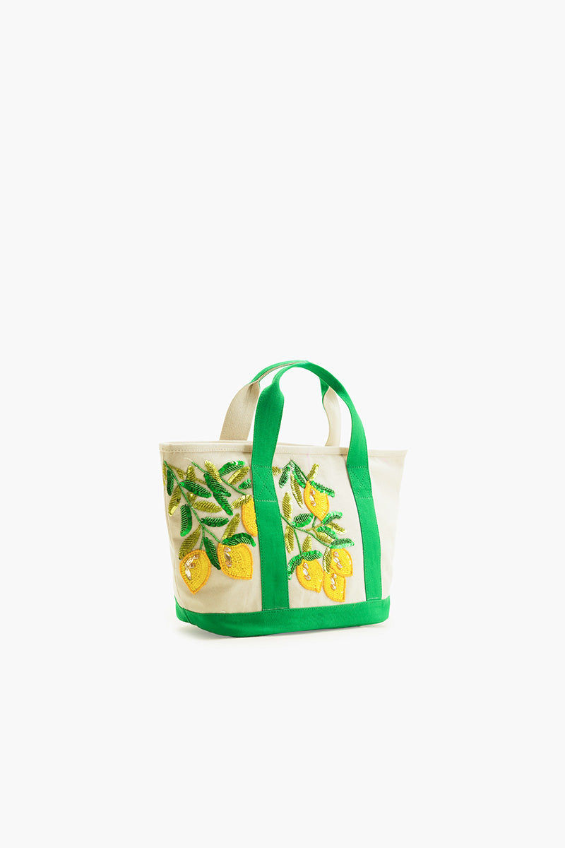 Sicilian Lemon Hand-Beaded Small Boat Tote