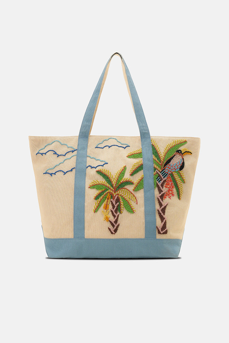 Paradise Palm Bird Handcrafted Boat Tote | view 2